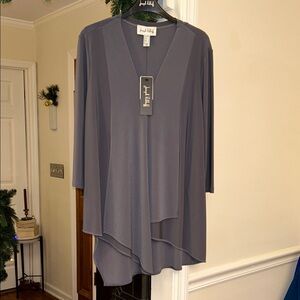 Joseph Ribkoff Charcoal V-Neck Asymmetrical Tunic- New w/tags!! Size 10